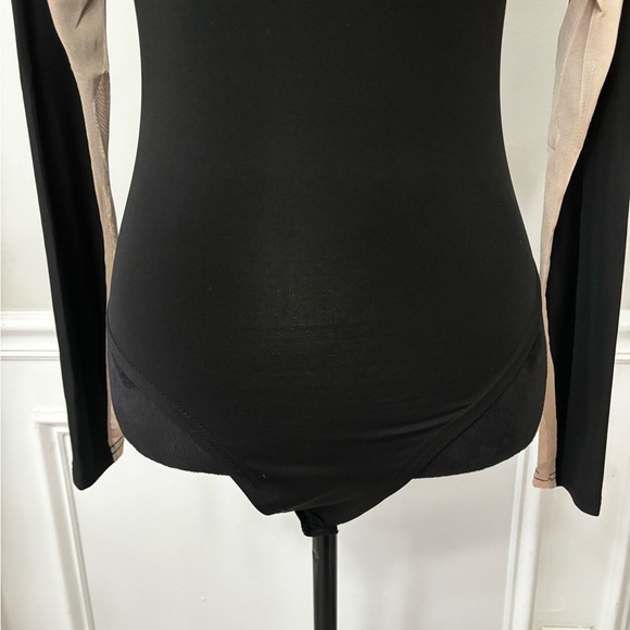 Black & Shear Mesh Body Suit w/ Long Sleeves - Picture 3 of 5